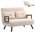 Schlafsofa 2er-Sofa Samtsofa, Schlaffunktion, inkl. 2 Kissen, Samtoptik, Natur + Beige + Schwarz