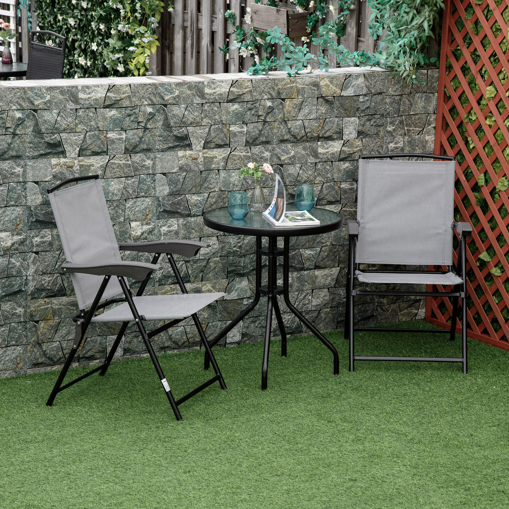 Bistro Coffee Table Outdoor Tempered Glass Top Table Garden Round Dining Table - 60cm Diameter