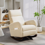Schaukelstuhl, gepolsterter Schaukelsessel mit Cordstoff, Seitentaschen für Wohnzimmer, Schlafzimmer, Beige