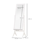  Full Length Mirror, Freestanding Adjustable Angle Dressing Mirror for Bedroom, Living Room, 148 x 47 cm, White
