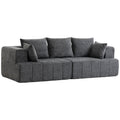 3-Sitzer-Sofa, Cloud-Sofa aus Chenille mit dicker Federkernpolsterung, breiter und tiefer Sitzfläche, breiten Armlehnen, Kissen, grau