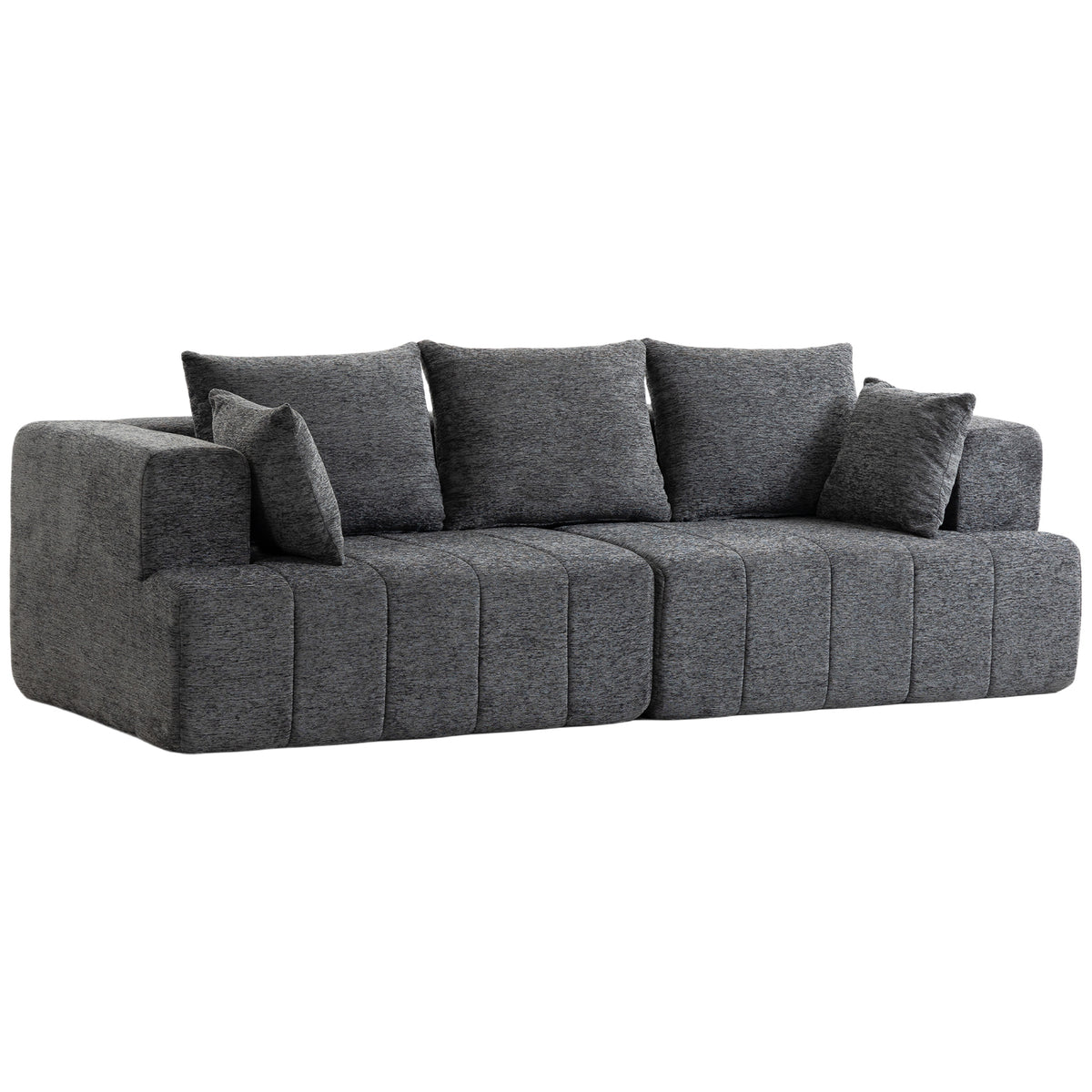 3-Sitzer-Sofa, Cloud-Sofa aus Chenille mit dicker Federkernpolsterung, breiter und tiefer Sitzfläche, breiten Armlehnen, Kissen, grau