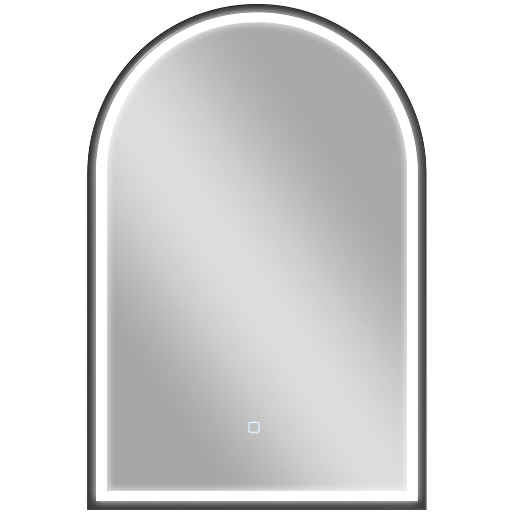 LED Badezimmerspiegel 60 x 90 cm mit Beleuchtung, Front- & Rückbeleuchtung, Memory-Funktion, Touch-Schalter, Schwarz