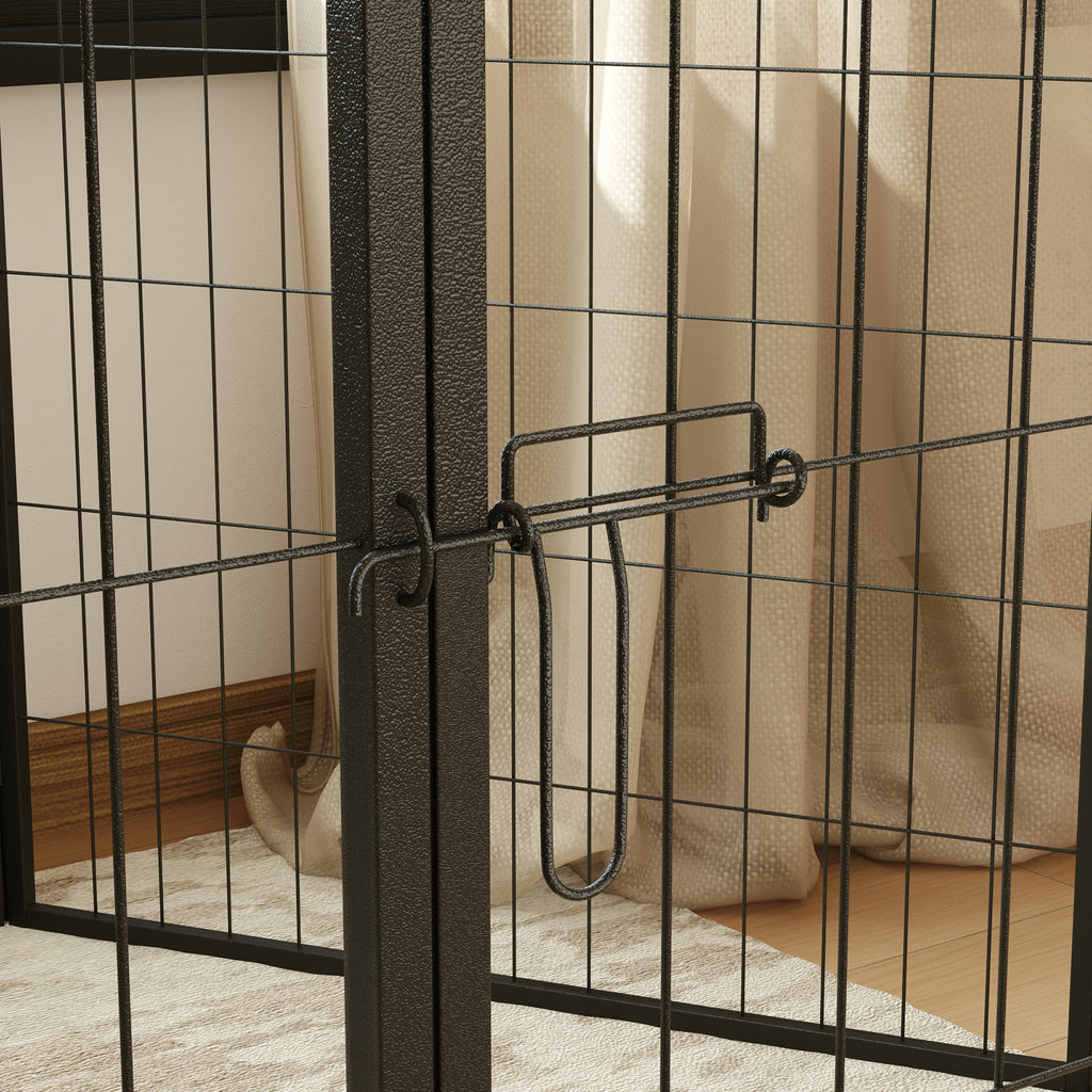 6 Panels Dog Playpen, Portable Detachable Puppy Pen with Door, for Medium Dogs, 80cm High, Grey