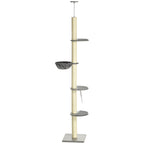 250cm Floor to Ceiling Cat Tree with Hammock, Scratching Post