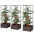 Hochbeet mit Rankgitter 3er Set Pflanzkasten Blumenkasten mit Abflusslöchern