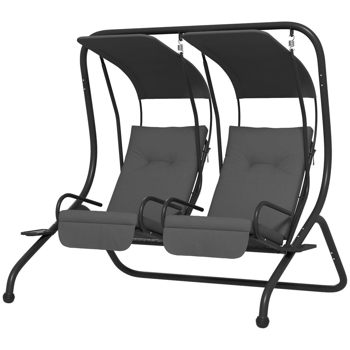 Hollywoodschaukel Gartenschaukel, wetterbeständig,2 getrennte Size, 2 Getränkehalter, 170 cm x 136 cm x 170 cm, Grau
