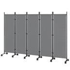 Raumteiler 5-teilig 252 x 40 cm Freistehend Paravent mit 12 Rollen Klappbar Trennwand DIY Dunkelgrau