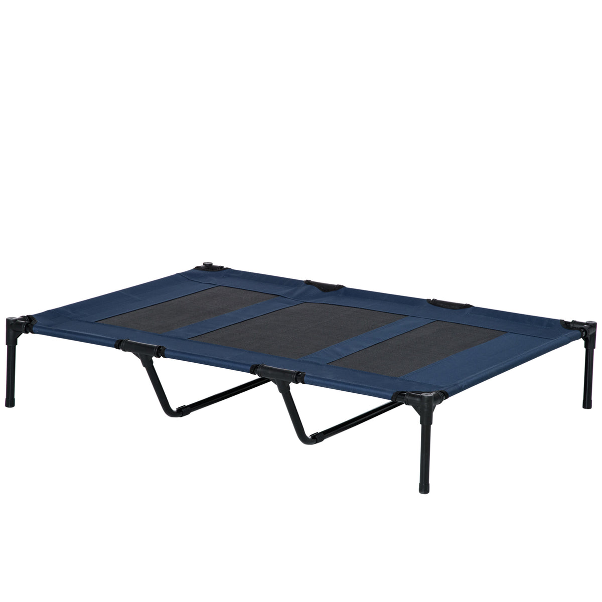 Hundebett, faltbar, Outdoor-Hundebett, erhöhter Stand, 122 cm x 92 cm x 23 cm, Blau + Schwarz