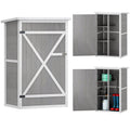 Wooden Small Shed, Garden Storage Shed with Shelves and Bolt Latch, 75L x 56W x115H cm, Grey