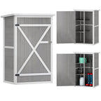 Wooden Small Shed, Garden Storage Shed with Shelves and Bolt Latch, 75L x 56W x115H cm, Grey