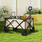 Gartenwagen 100 kg belastbar, klappbar Transportwagen mit herausnehmbare Plane, 90 x 48 x 92 cm Beige