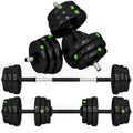 2-in-1 Hantel-Set, Lang- & Kurzhantel, 25 kg, rutschfest, bodenschonend, Schwarz/Grün