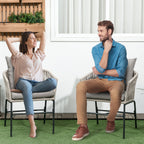 Terrassenstuhl 2er-Set, Boho-Stil, bequeme Sitzschale, Sitzauflagen, waschbarer Bezug, Metallrahmen, Beige