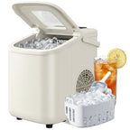Tragbare Eiswürfelmaschine mit Selbstreinigung, Eisschaufel & Korb, 12 kg/24 Std., Beige