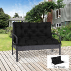 3 Sitzer Bankauflage 100x98x8 cm Bankkissen mit B?ndern, Bankpolster f¨¹r Gartenm?bel Hollywoodschaukel, Schwarz