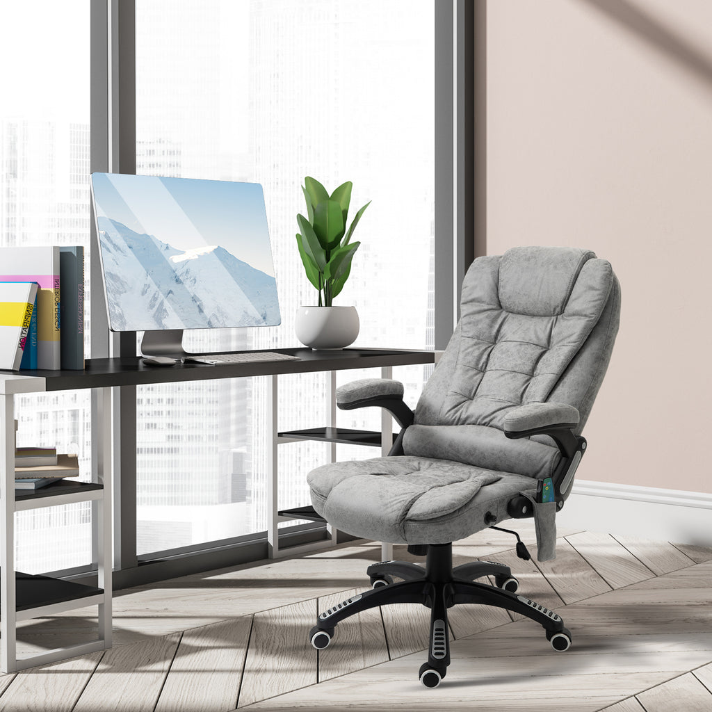 Chefsessel mit Massage- & W?rmefunktion, ergonomisch, verstellbar, bis 120kg, Grau
