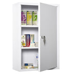  Medizinschrank Arzneischrank zur Medikamenten-Aufbewahrung, Abschließbar Medikamentenschrank Metall mit 3 Fächern Erste-Hilfe-Schrank, 40 x 18 x 60 cm, Weiß