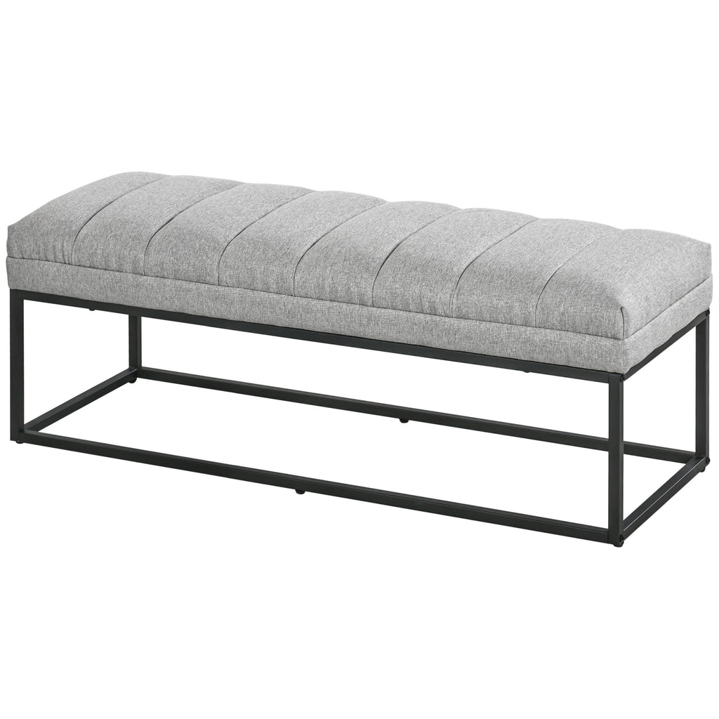 Sitzbank im Industrie-Design, Bettbank, Metallbeine, Rosa + Schwarz