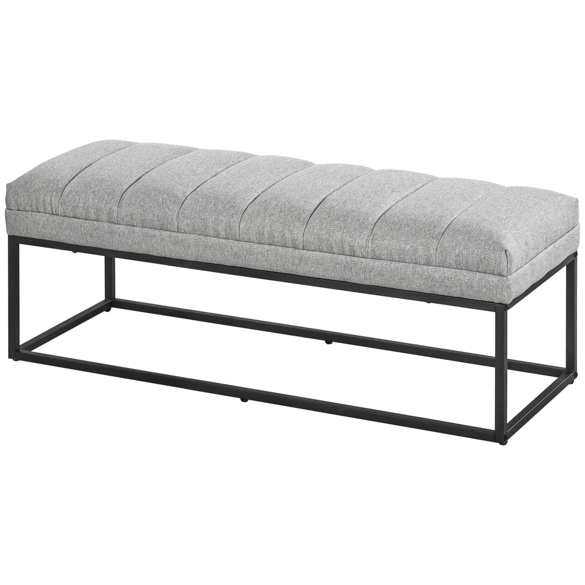 Sitzbank im Industrie-Design, Bettbank, Metallbeine, Rosa + Schwarz