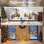 3-teiliges beleuchtetes Rentier-Set, Weihnachtsdeko für außen mit 200 warmweißen LEDs, 8 Modi, Tages-Timer