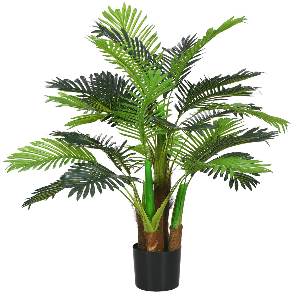 K¨¹nstliche Palme, 1 m, realistische Zweige, Dekorationspflanze, Kunststoff, mit Topf, Braun+Gr¨¹n