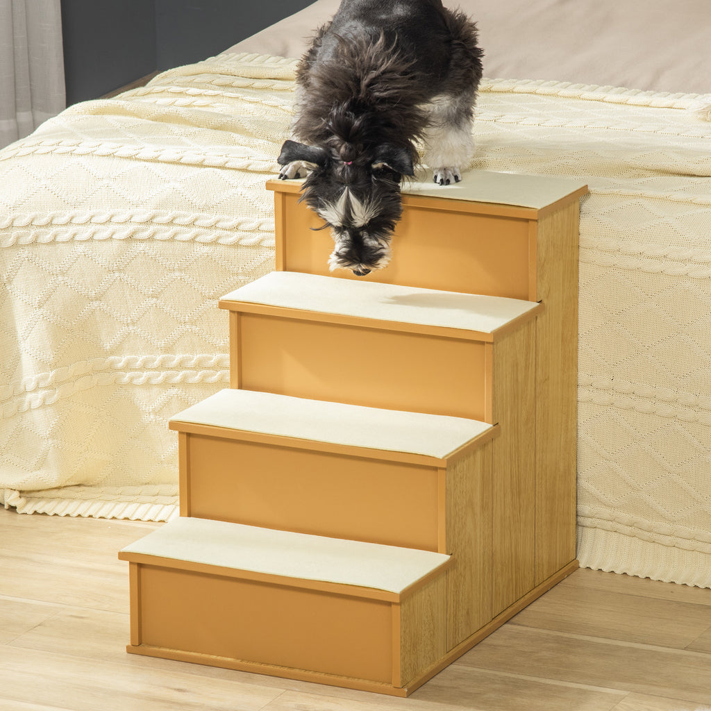 Haustiertreppe, f¨¹r Hunde/Katzen, 4-stufig, Kurzpl¨¹sch, bis 30 kg, 40 x 59 x 54,2 cm, Natur