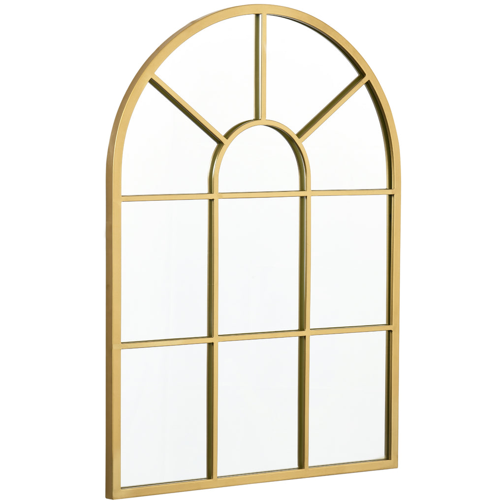 Fensterspiegel mit Metallrahmen, 70 x 2 x 50 cm, goldfarben