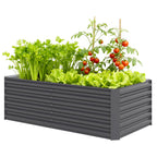Hochbeet Metall 180 x 90 x 57,5 cm Tief Gartenbeet mit Offenem Boden St¨¹tzstange Dunkelgrau