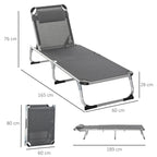 Sonnenliege faltbar Gartenliege mit Kopfkissen Liegestuhl mit der 4-stufig verstellbaren Rückenlehne Campingliege bis 120 kg belastbar für Outdoor-Park, Garten, Grau