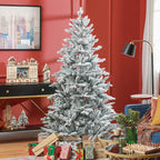 Weihnachtsbaum 180 cm, schneebedeckt, flammhemmend, Metallfuß, formbare Äste, Grün