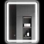 Badezimmerspiegel, beleuchtet, Touch-Steuerung, beschlagfrei, dimmbar, 3 Lichtfarben, 70x90, Silber