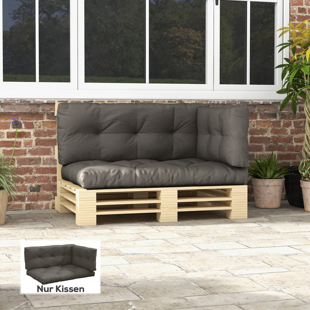 Polsterauflage Gartenmöbelsitzkissen Sitzauflage, wetterbeständig, Knopfheftung, 120 cm x 80 cm x 12 cm, Grau