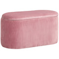 Sitzbank Bank mit Stauraum Polsterbank Ottomane, Retrodesign, Samtoptik, 81 cm x 40 cm x 41 cm, Altrosa