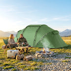Tunnelzelt für 4 Personen, Campingzelt mit Tür, Bodenplane, 2000mm wasserdicht Grün