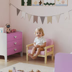 Kindersessel Kindersofa mit Kord-Optik, massiven Holzf¨¹?en Sessel aus Schaumstoff Kinderstuhl f¨¹r Kinderzimmer, Spielzimmer, 46,5 x 44 x 45 cm, f¨¹r Kinder 3-8 Jahre Rosa