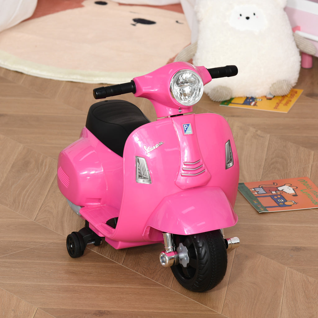 Elektro Motorrad Kinder 6V Elektromotorrad mit Stützrädern, Scheinwerfer, Hupe 3km/h für 1,5-3 Jahren, Rosa