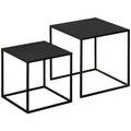 Beistelltisch, Couchtisch, Satztisch, 2er-Set, modernes Design, Stahlrahmen, schwarz, 40 x 40 x 40cm