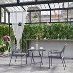 2er-Set Gartenstühle, Terrassenstühle, waschbare Kissen, Rückenlehne, Armlehnen, Stahl, Rattan, Dunkelgrau
