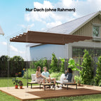 Retractable Pergola Cover, 3.5 x 2.6 m Replacement Canopy Fabric for 4 x 3 m Frame, Roof Top Only, Brown
