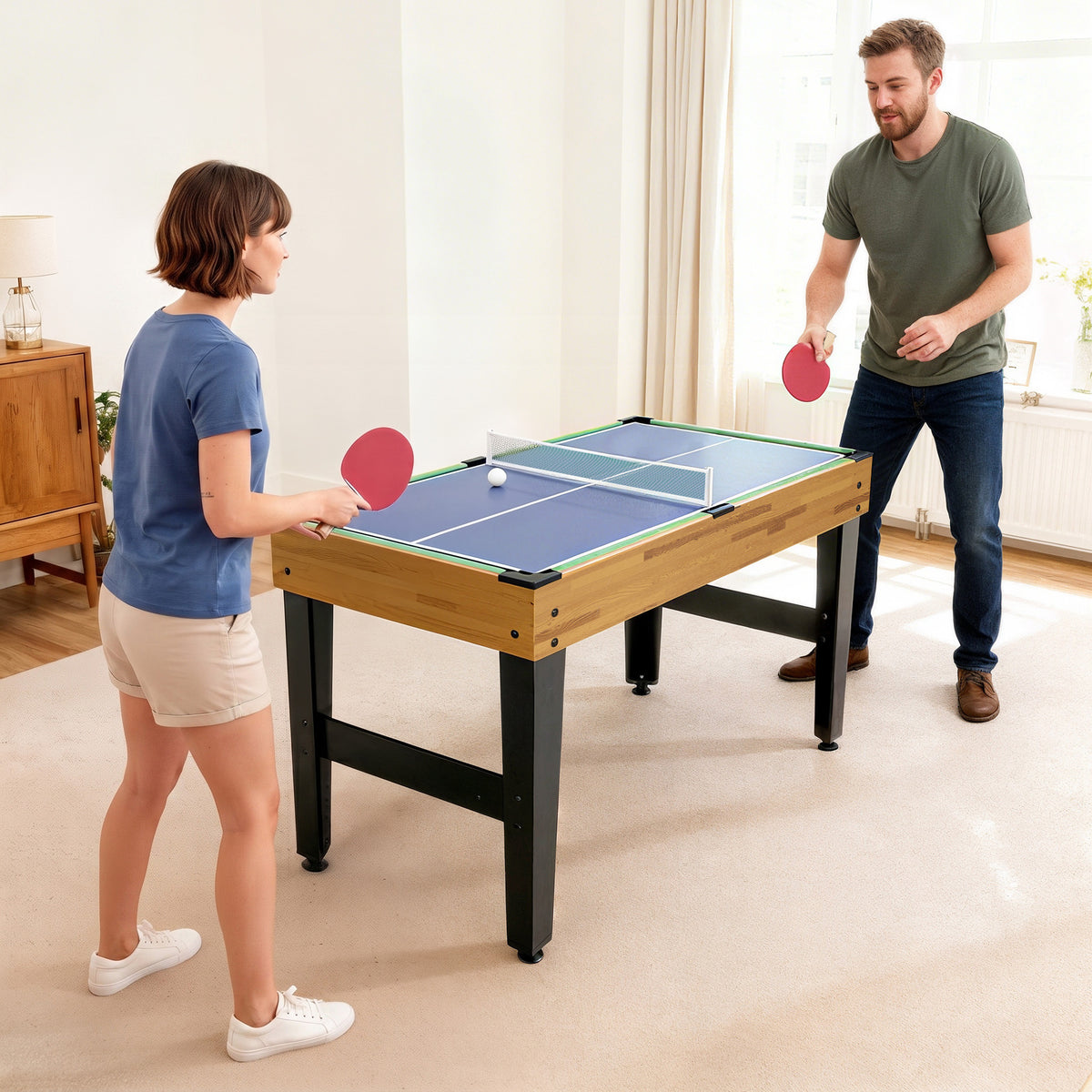 13-in-1 Spieletisch, Tischfußball, Schach, Billard, Tischtennis und mehr, MDF, Kunststoff, Walnuss
