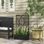 Sichtschutz mit Blumenbeet, Au?en-Paravent, Trennwand mit Blumenk¨¹bel, Metall, Schwarz