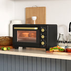 Mini-Ofen, Toasterofen, Timer, Gitterrost, Backblech, Glasfenster, Metall, Schwarz