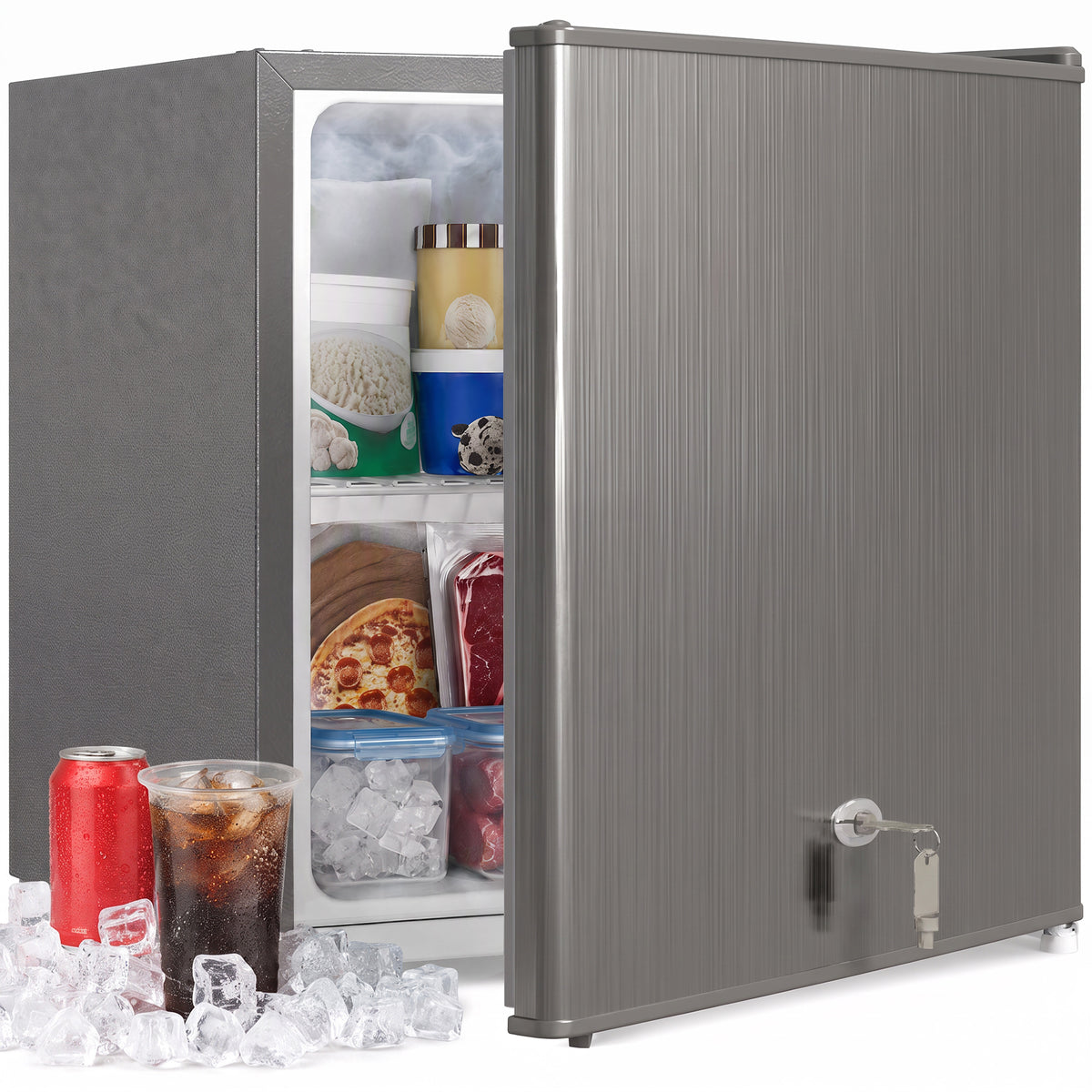 Mini-Gefrierschrank 35 L Gefrierbox elektrisch freistehend 161 W Mini Gefriertruhe 47 x 44,2 x 48,8 cm Grau