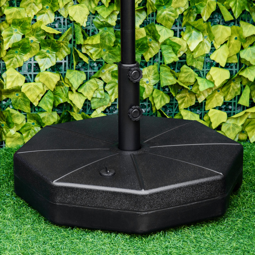 Octagonal Garden Parasol Base Holder Outdoor Market Umbrella Stand Weights, Up to 28kg Water Filled or 40kg Sand Filled, Black