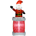 Aufblasbarer Weihnachtsmann mit Schornstein, LED-Beleuchtung, integriertes Gebläse, 80 x 70 x 210 cm