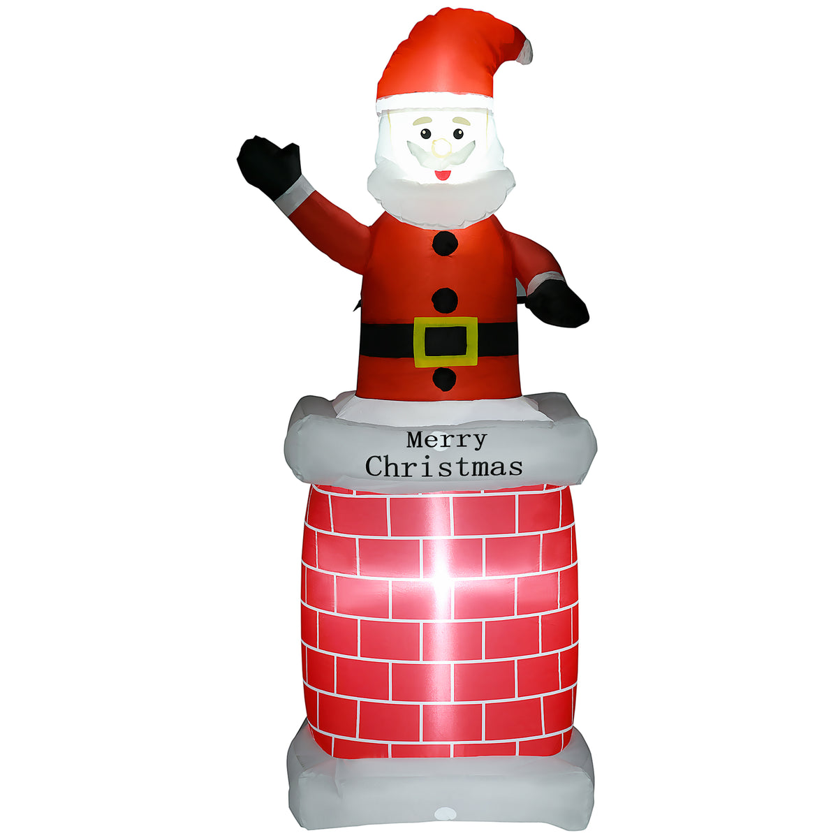 Aufblasbarer Weihnachtsmann mit Schornstein, LED-Beleuchtung, integriertes Gebläse, 80 x 70 x 210 cm