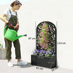 Metal Garden Bed for Garden with Trellis, Wall Mounted or Freestanding Raised Planter with Curved Privacy Screen