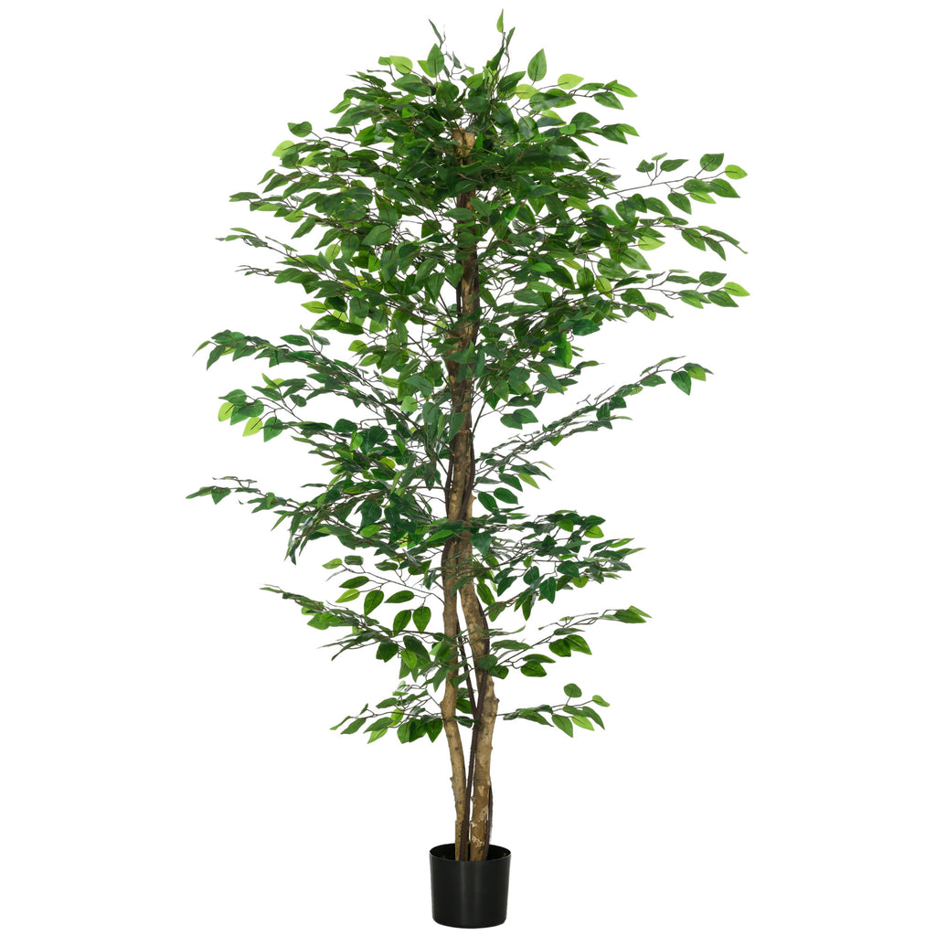 K¨¹nstlicher Ficus-Baum, realistisch, pflegeleicht, inkl. Topf, 180 cm hoch, Gr¨¹n