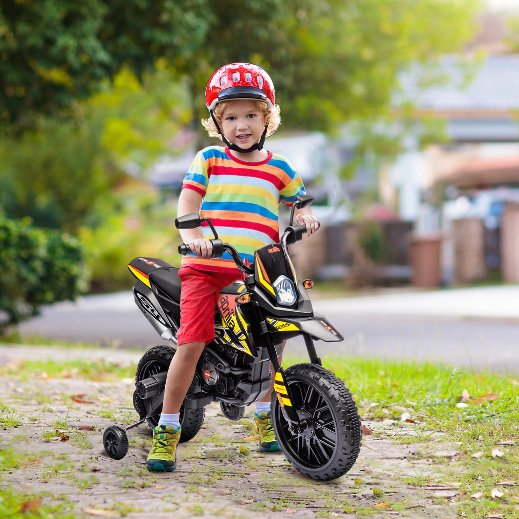 12V Kinder-Motorrad mit St¨¹tzr?dern, LED-Lichtern, Musik, USB, Elektro-Motorrad f¨¹r Jungen und M?dchen, Gelb